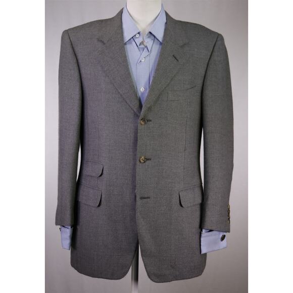Canali Exclusive Collection Gray Knit Woven 100% Cashmere Blazer Jacket 40R - Picture 2 of 10